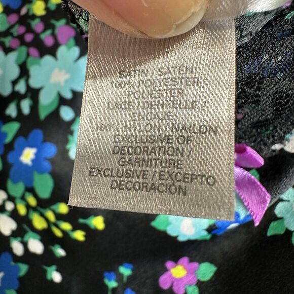 Y2K Victoria's Secret Floral Satin Lace Mini Slip Dress Size Medium Silver Tag - Picture 9 of 10
